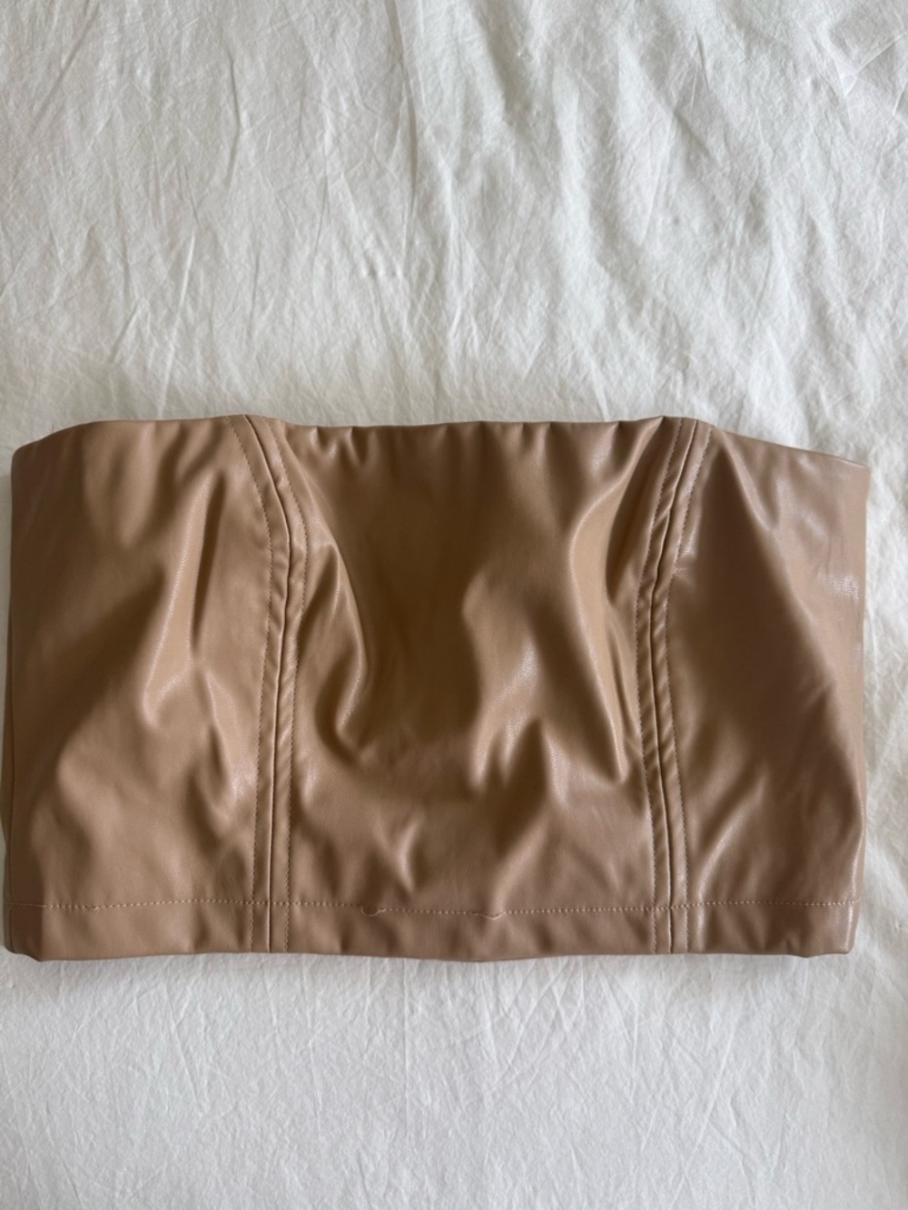 Princess Polly Nude Faux Leather Bandeau Top